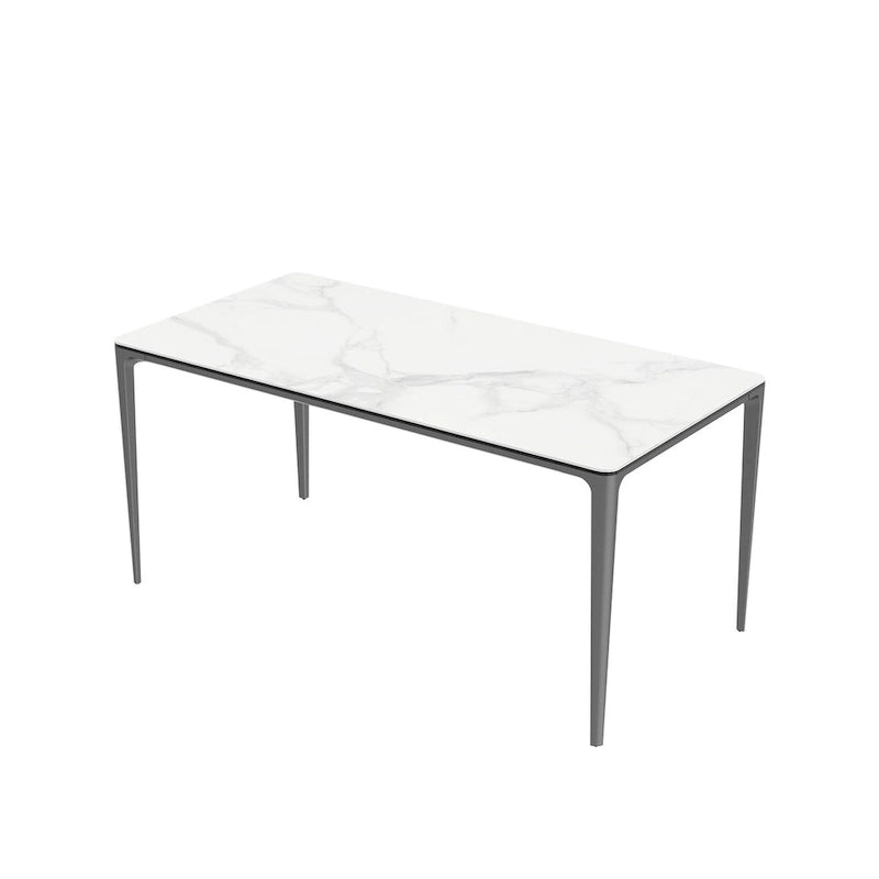 Table à manger luxueuse en marbre italien avec plateau en pierre frittée rectangulaire - 157x29x30 cm