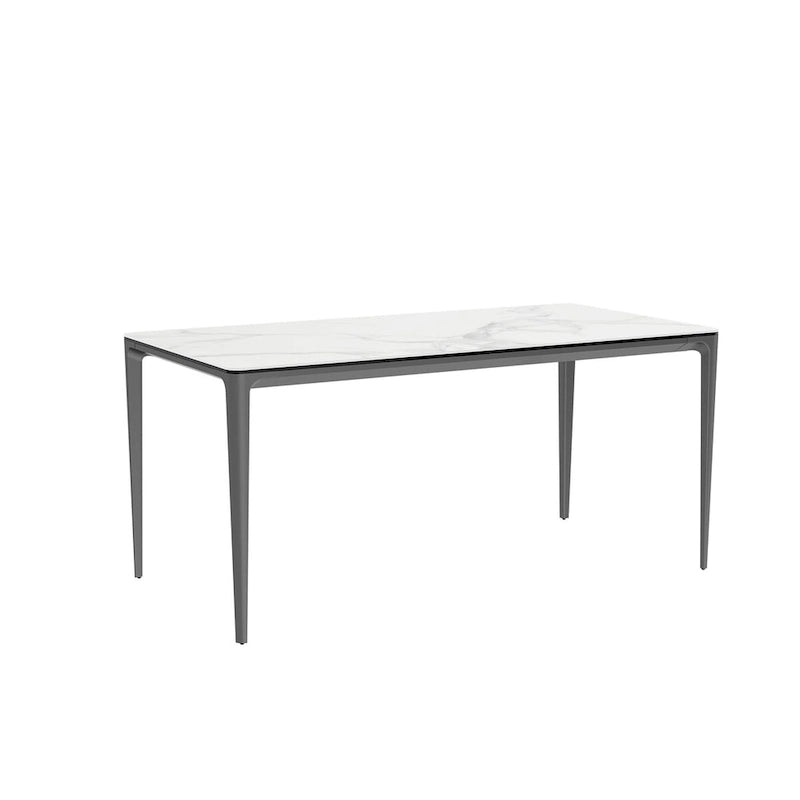Table à manger luxueuse en marbre italien avec plateau en pierre frittée rectangulaire - 157x29x30 cm