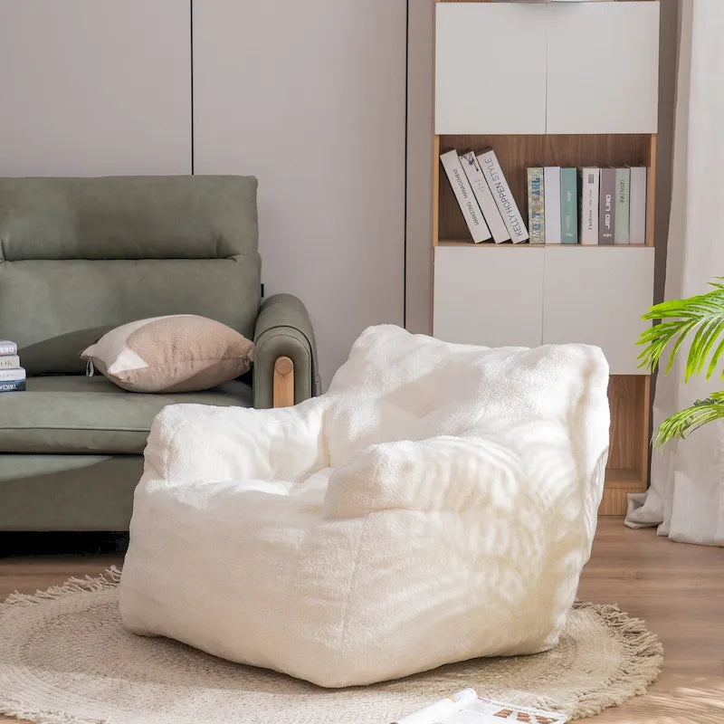 Fauteuil poire en fausse fourrure, canapé de sol pour salon, canapé paresseux de chambre à coucher