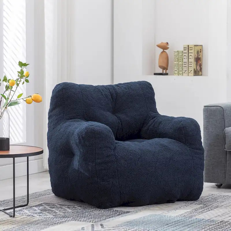 Mieres Faux Fur Fabric Bean Bag Chair, Floor Sofa For Living Room, Bedroom Lazy Sofa