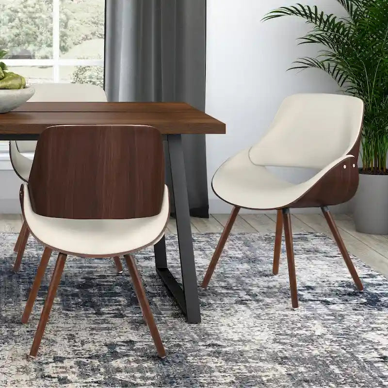 Chaise de salle à manger en bois courbé et similicuir crème - 22,8 P x 20,9 L x 30,9 H