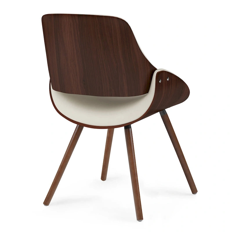 Chaise de salle à manger en bois courbé et similicuir crème - 22,8 P x 20,9 L x 30,9 H