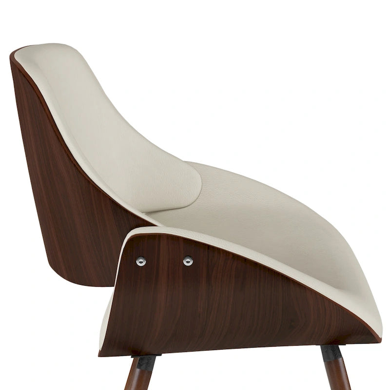 Chaise de salle à manger en bois courbé et similicuir crème - 22,8 P x 20,9 L x 30,9 H