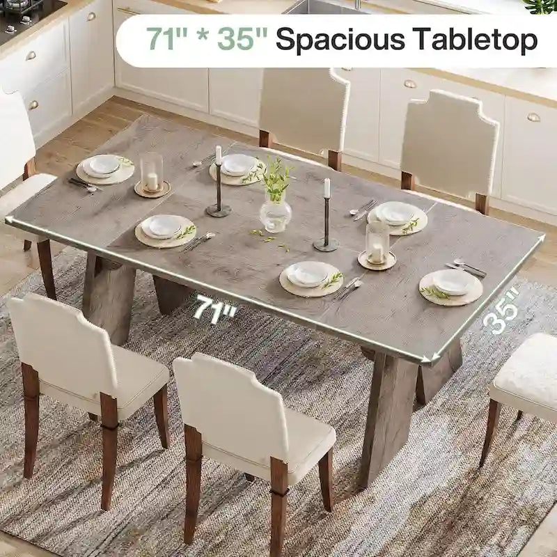 71 grande table de salle à manger de ferme, table à manger rectangulaire pour 6 personnes