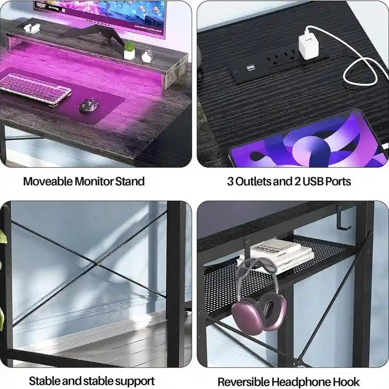 Bureau gaming de 39,4 po avec LED