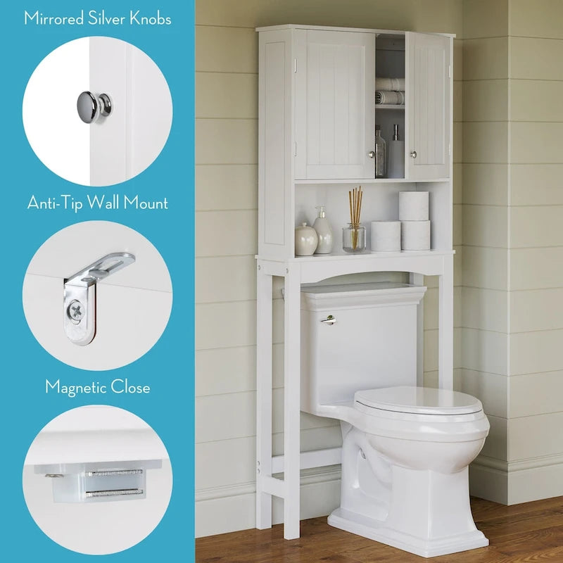 Armoire de toilette murale peu encombrante avec étagère réglable à installer au-dessus des toilettes