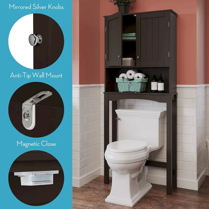 Armoire de toilette murale peu encombrante avec étagère réglable à installer au-dessus des toilettes