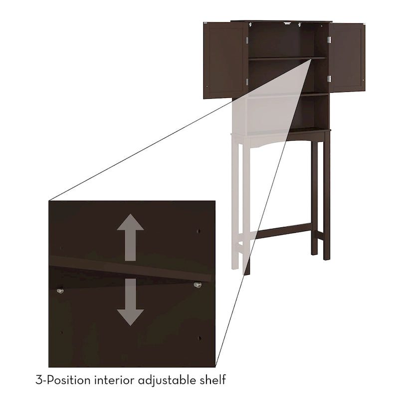 Armoire de toilette murale peu encombrante avec étagère réglable à installer au-dessus des toilettes