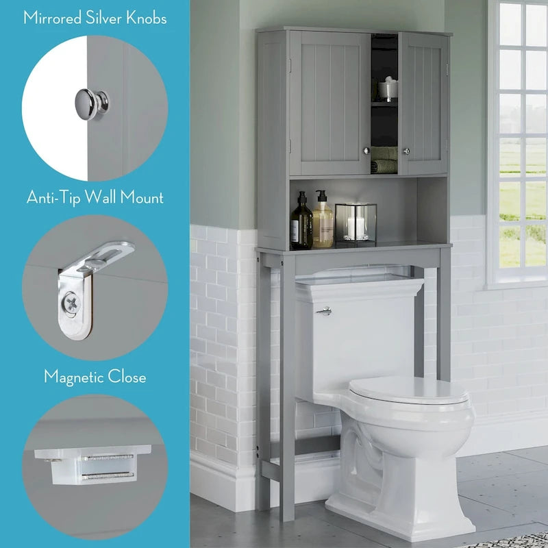 Armoire de toilette murale peu encombrante avec étagère réglable à installer au-dessus des toilettes