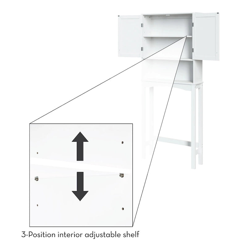 Armoire de toilette murale peu encombrante avec étagère réglable à installer au-dessus des toilettes