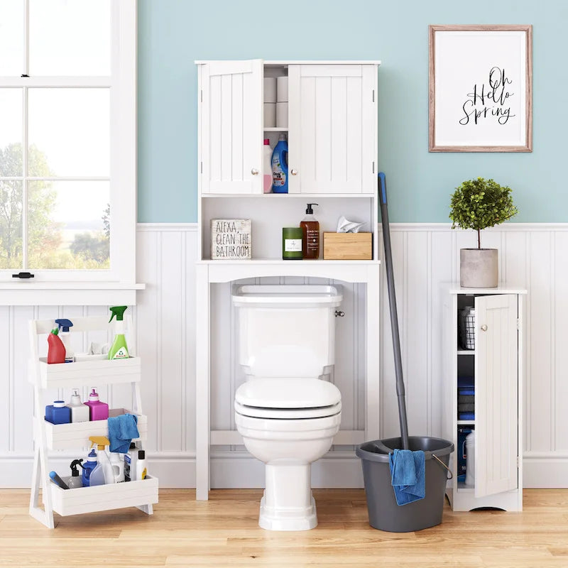 Armoire de toilette murale peu encombrante avec étagère réglable à installer au-dessus des toilettes