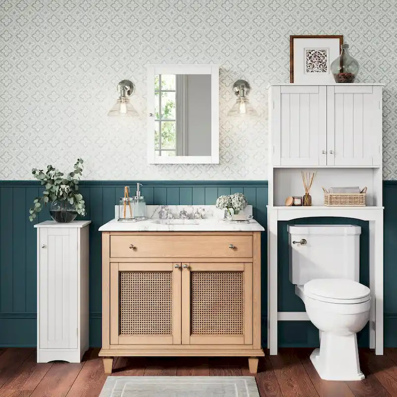 Armoire de toilette murale peu encombrante avec étagère réglable à installer au-dessus des toilettes
