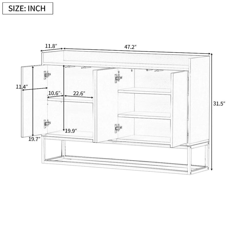 47.2 Buffet moderne 4 portes avec piètement en métal